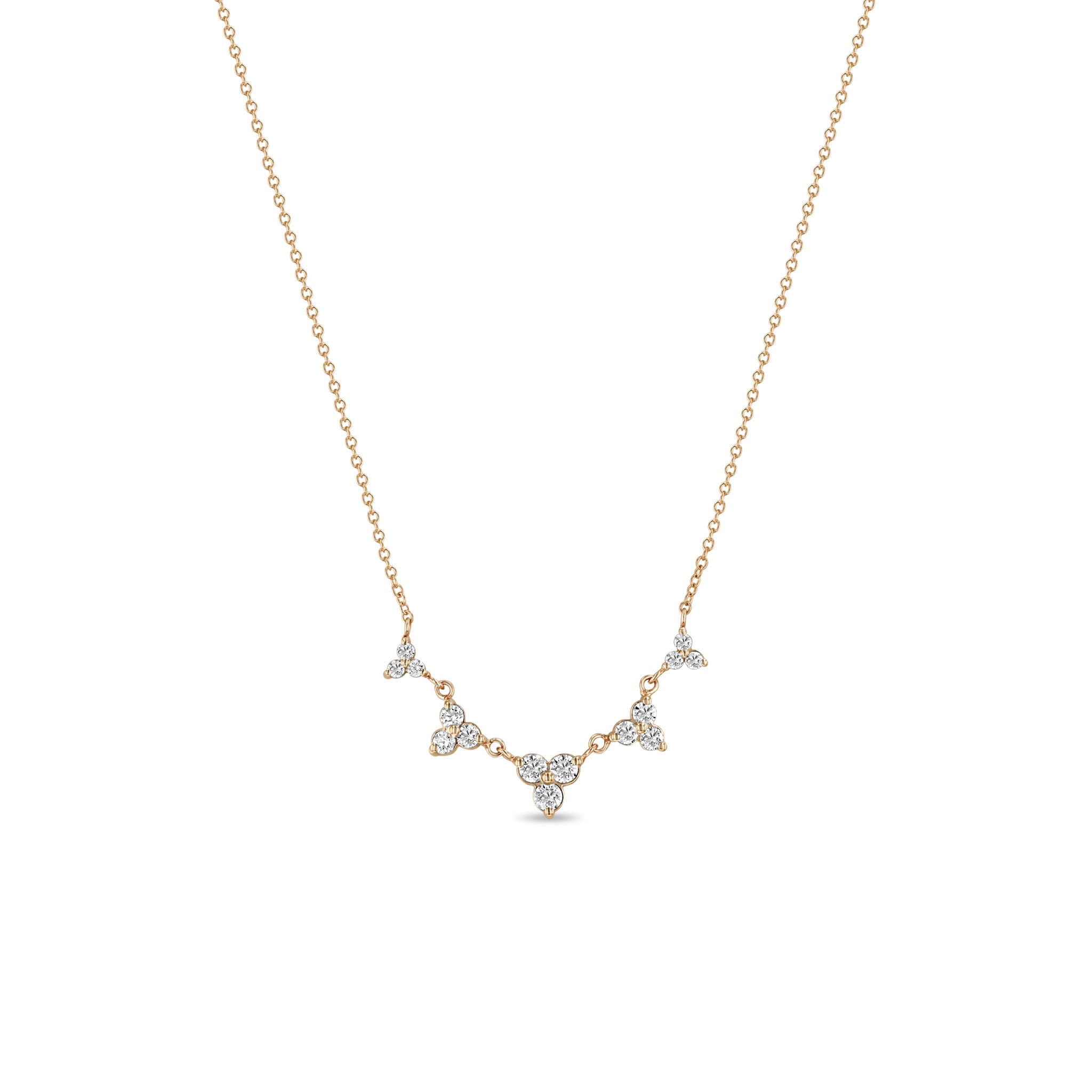 Zoë Chicco 14k Gold 5 Linked Graduated Diamond Trio Necklace