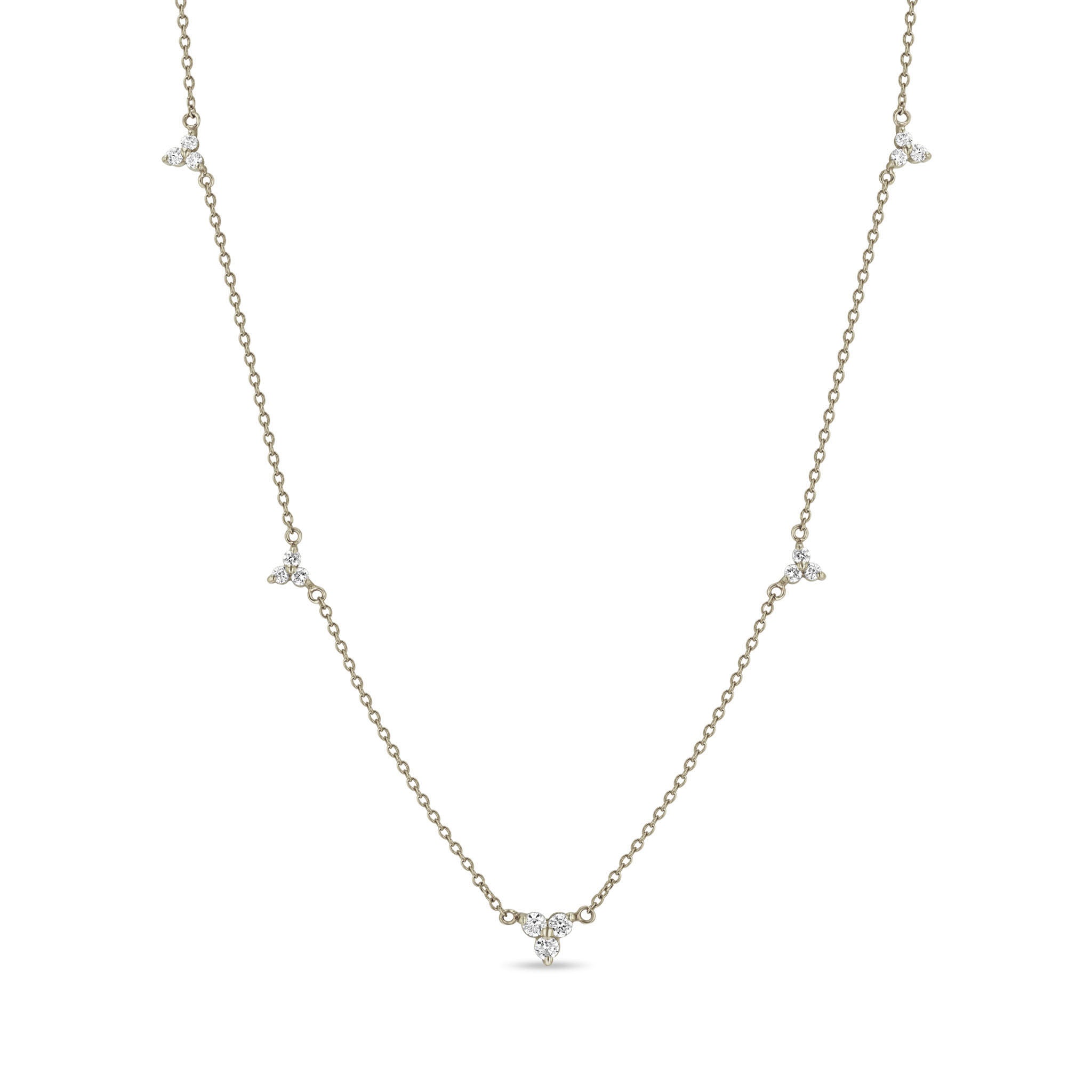 Zoë Chicco 14k Gold 5 Graduated Diamond Trio Station Necklace