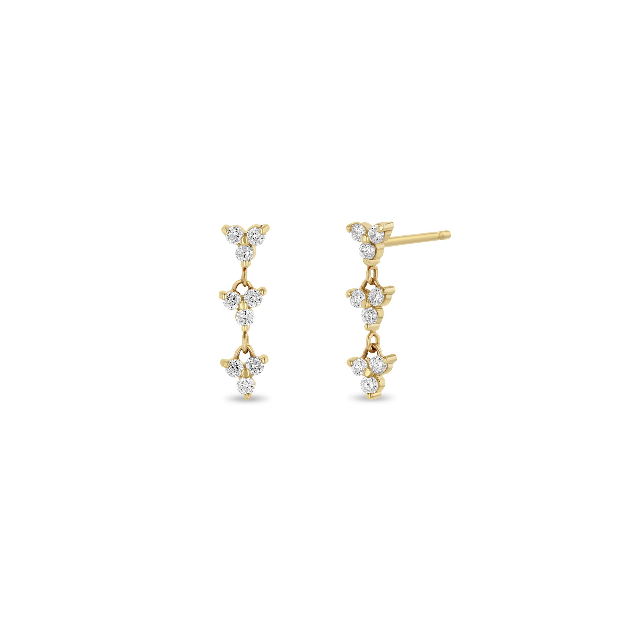 Zoë Chicco 14k Gold Linked Diamond Trio Drop Earrings
