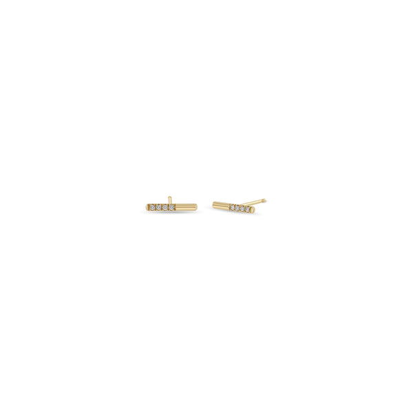 Zoë Chicco 14k Gold Off-Set Pavé Diamond Bar Stud Earrings