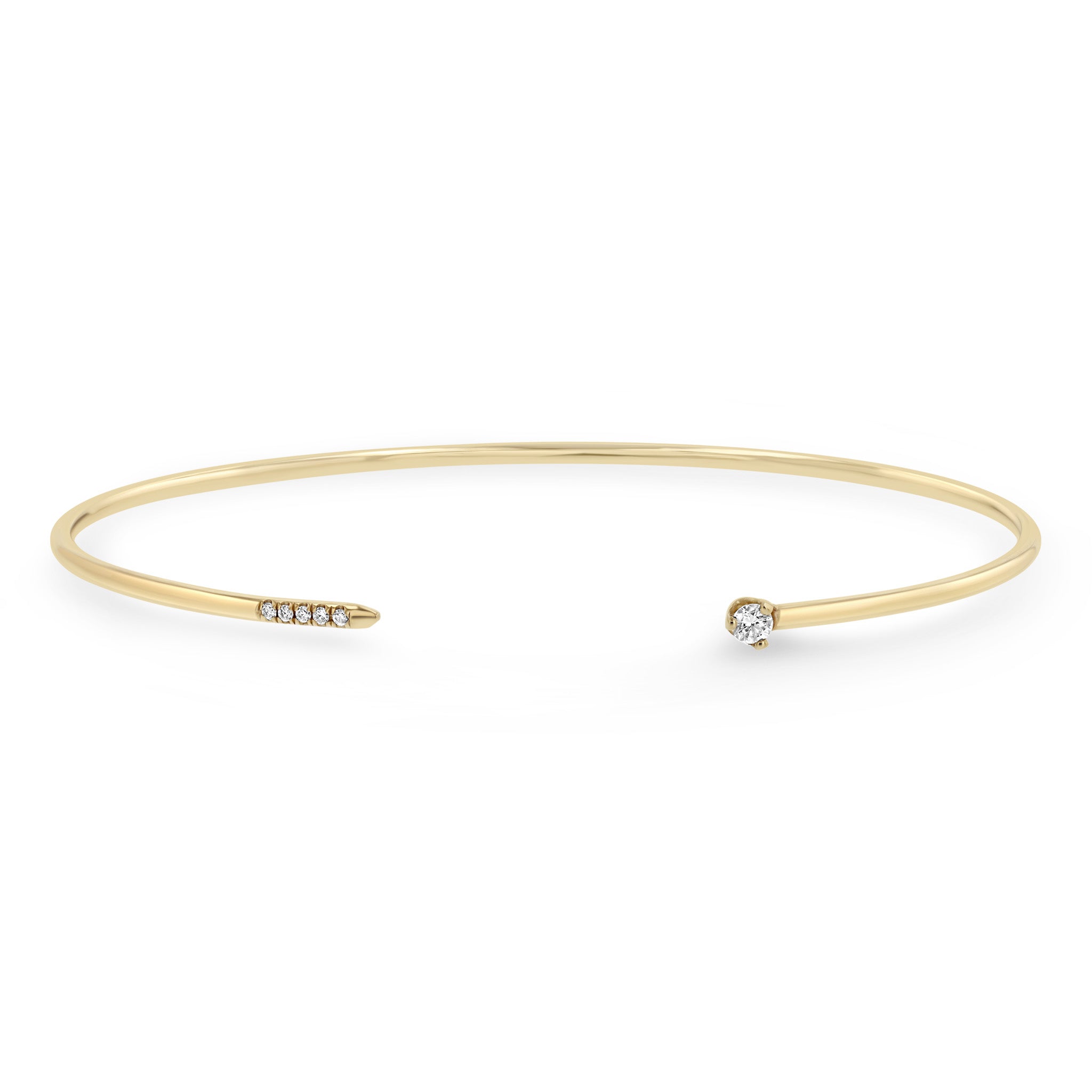 Zoë Chicco 14k Gold Pavé & Prong Diamond Thin Round Wire Cuff