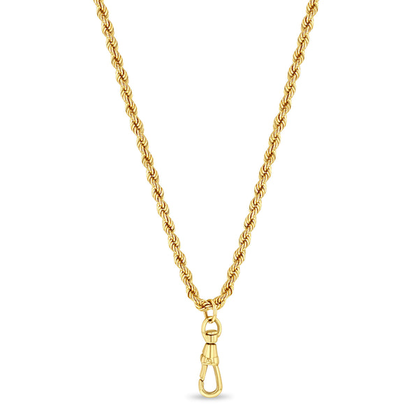 Zoë Chicco 14k Gold Medium Rope Chain Necklace with Fob Clasp Drop