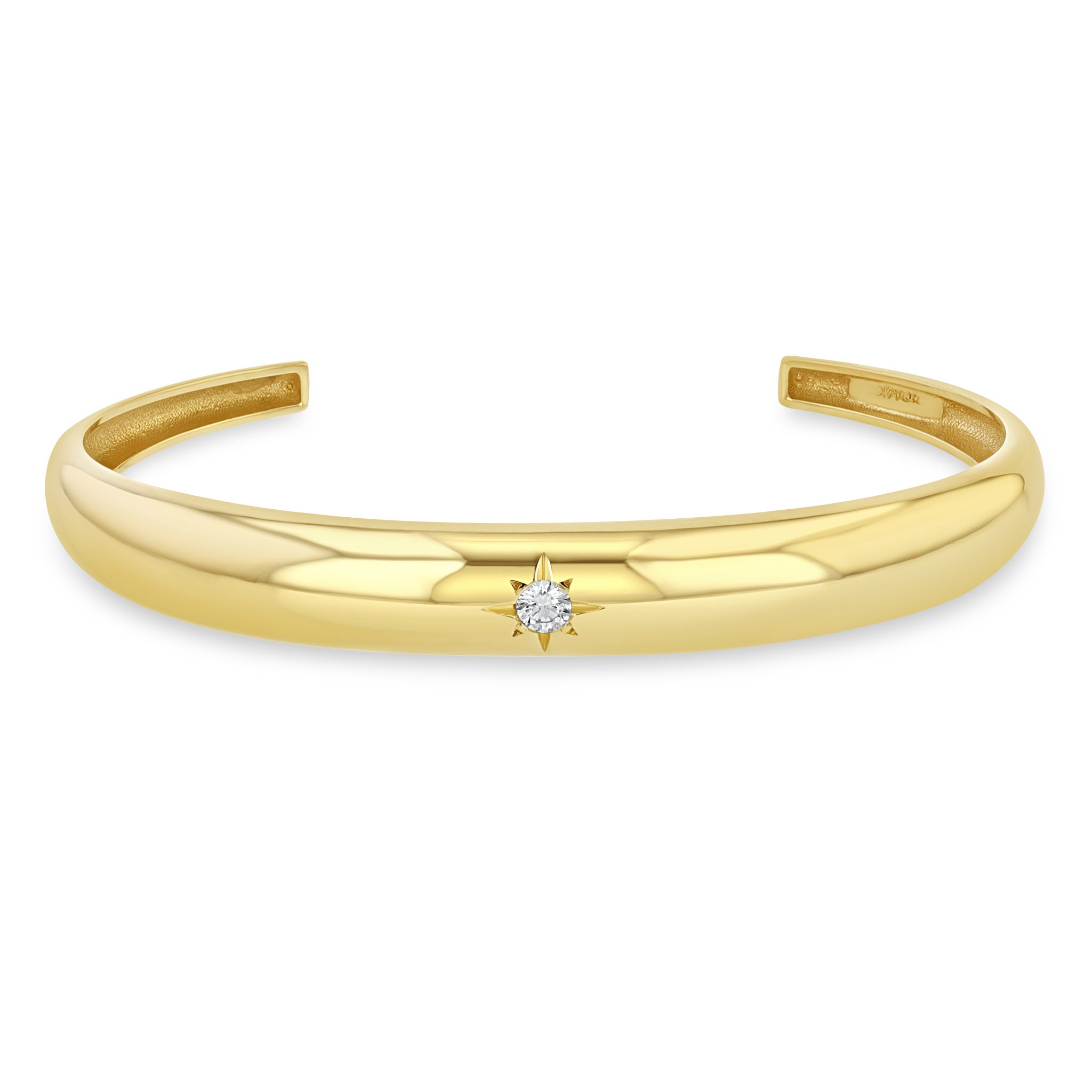 Zoë Chicco 14k Gold Single Star Set Diamond Small Aura Cuff Bracelet