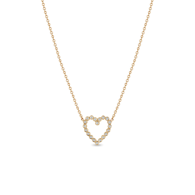 Zoë Chicco 14kt Gold Small Diamond Bezel Open Heart Necklace