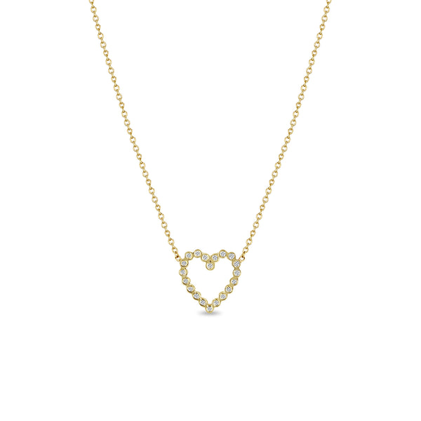 Zoë Chicco 14k Gold Small Diamond Bezel Open Heart Necklace