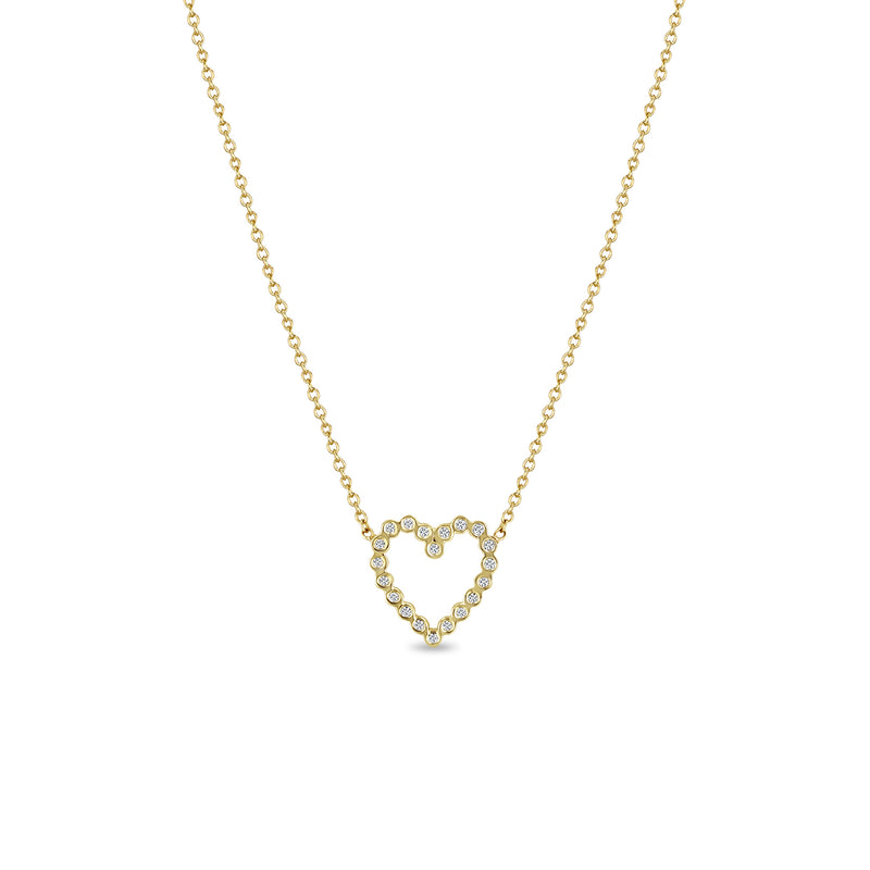 Zoë Chicco 14k Gold Small Diamond Bezel Open Heart Necklace