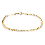 Zoë Chicco 14k Gold Small Curb Chain Bracelet with 5 Floating Diamonds