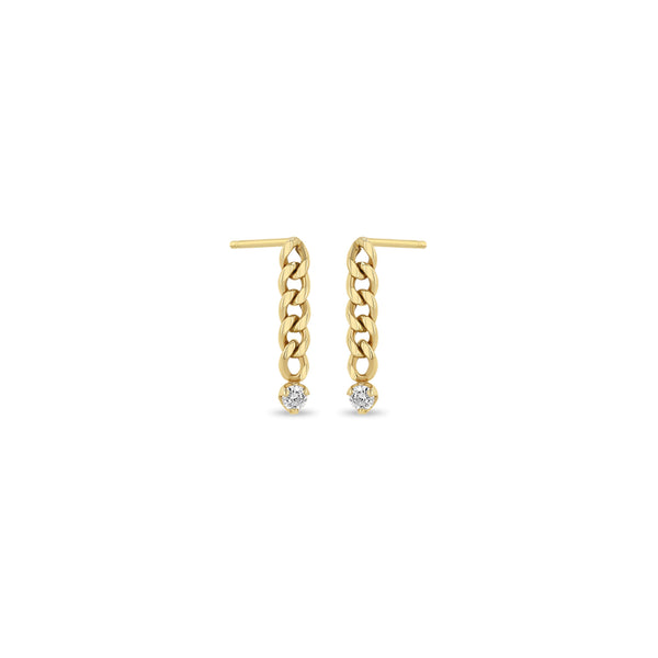 Zoë Chicco 14k Gold Prong Diamond Small Curb Chain Drop Earrings
