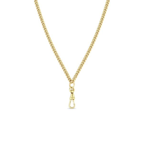 Zoë Chicco 14k Gold Small Curb Chain Necklace with Fob Clasp Drop