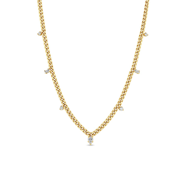 Zoë Chicco 14k Gold Mixed Cut Diamond Small Curb Chain Necklace