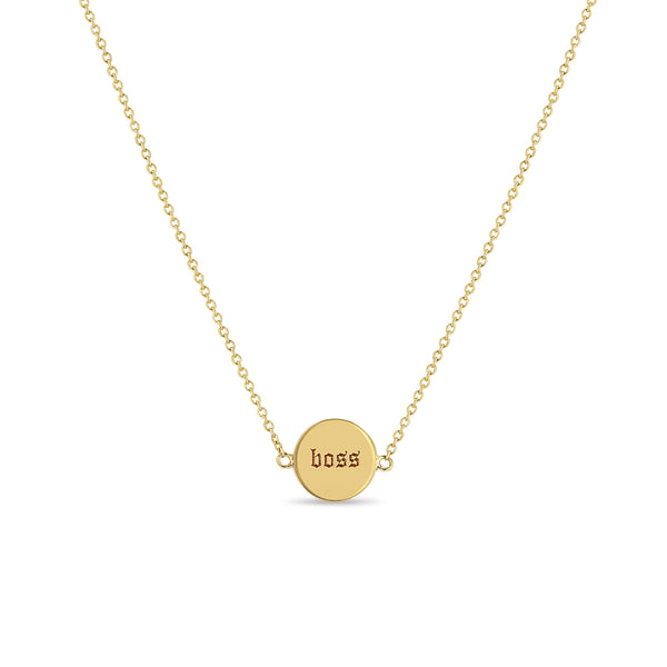 Zoë Chicco 14k Gold mama & boss Double-Sided Disc Necklace - boss side shown