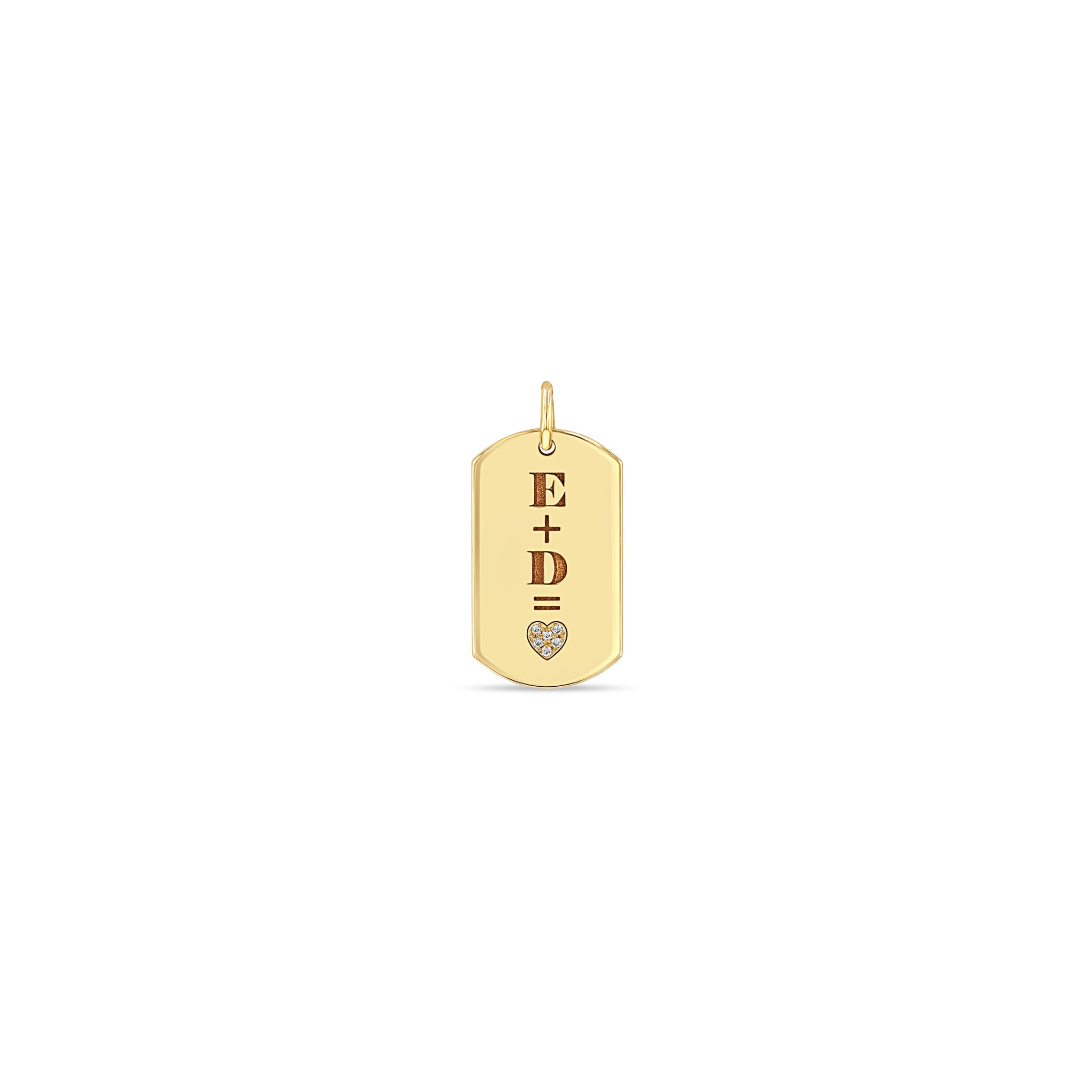 Zoë Chicco 14kt Gold Pavé Diamond Heart Equation Medium Dog Tag Charm