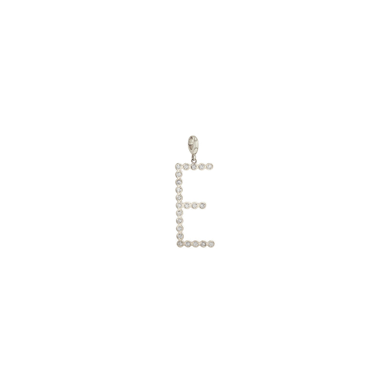 14k Single Diamond Bezel Letter Clip On Charm Pendant