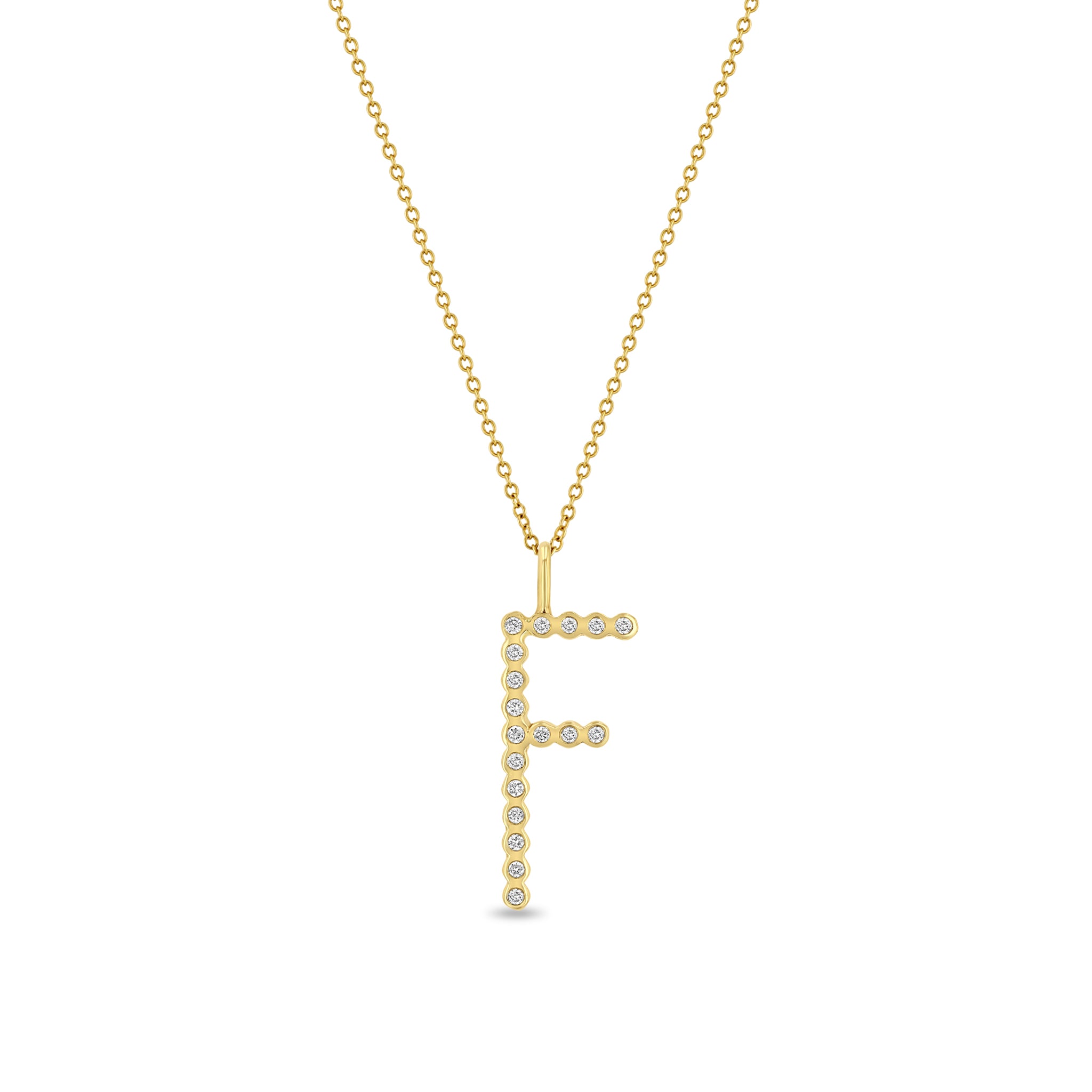 Zoë Chicco 14kt GoldDiamond Bezel Letter Necklace