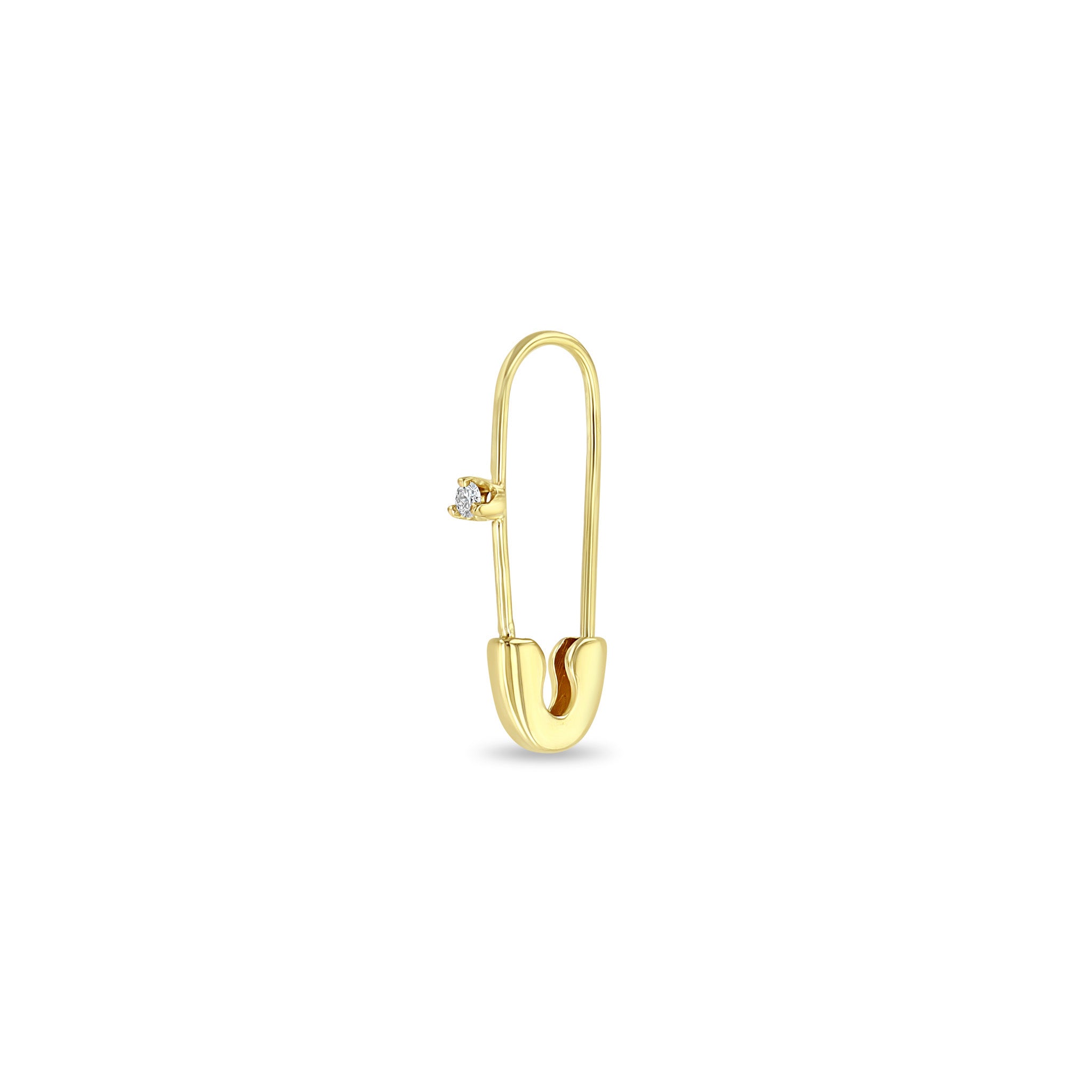 Zoë Chicco 14k Gold Safety Pin with Prong Diamond Threader Earring