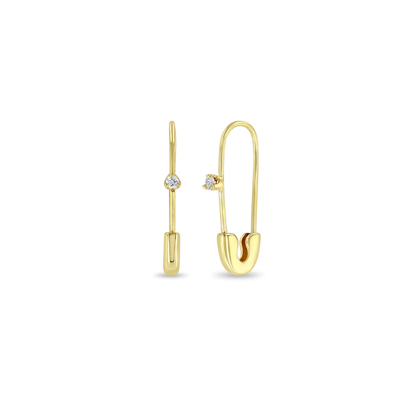 Pair of Zoë Chicco 14k Gold Safety Pin with Prong Diamond Threader Earrings