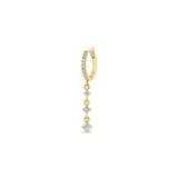 Zoë Chicco 14k Gold Small Pavé Diamond Hinge Huggie Hoop with Linked Diamond Drop