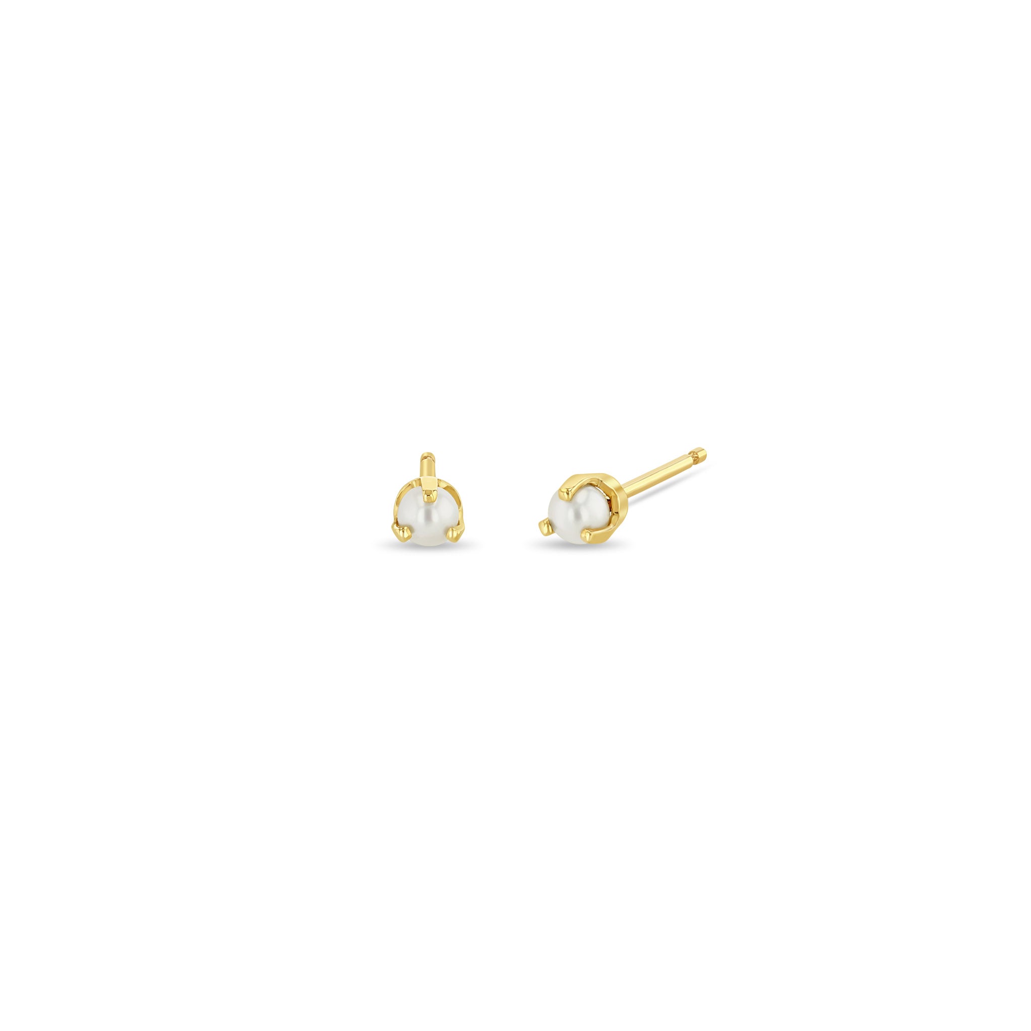 Zoë Chicco 14k Gold 2mm Prong Pearl Stud Earrings