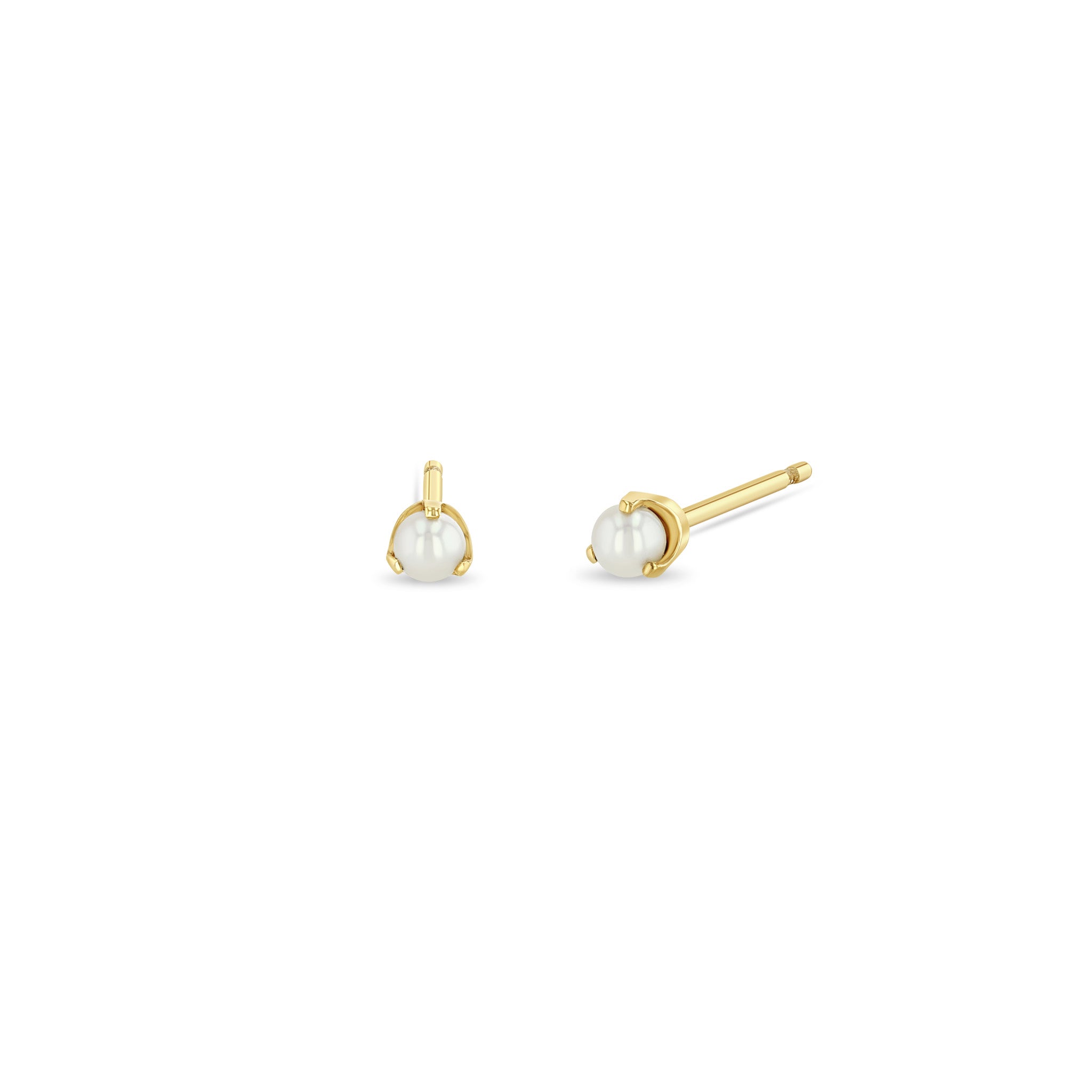 Zoë Chicco 14k Gold 3mm Prong Pearl Stud Earrings