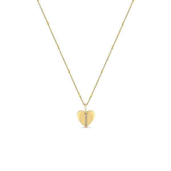 Zoë Chicco 14k Yellow Gold Pavé Diamond Line Heart Pendant Necklace