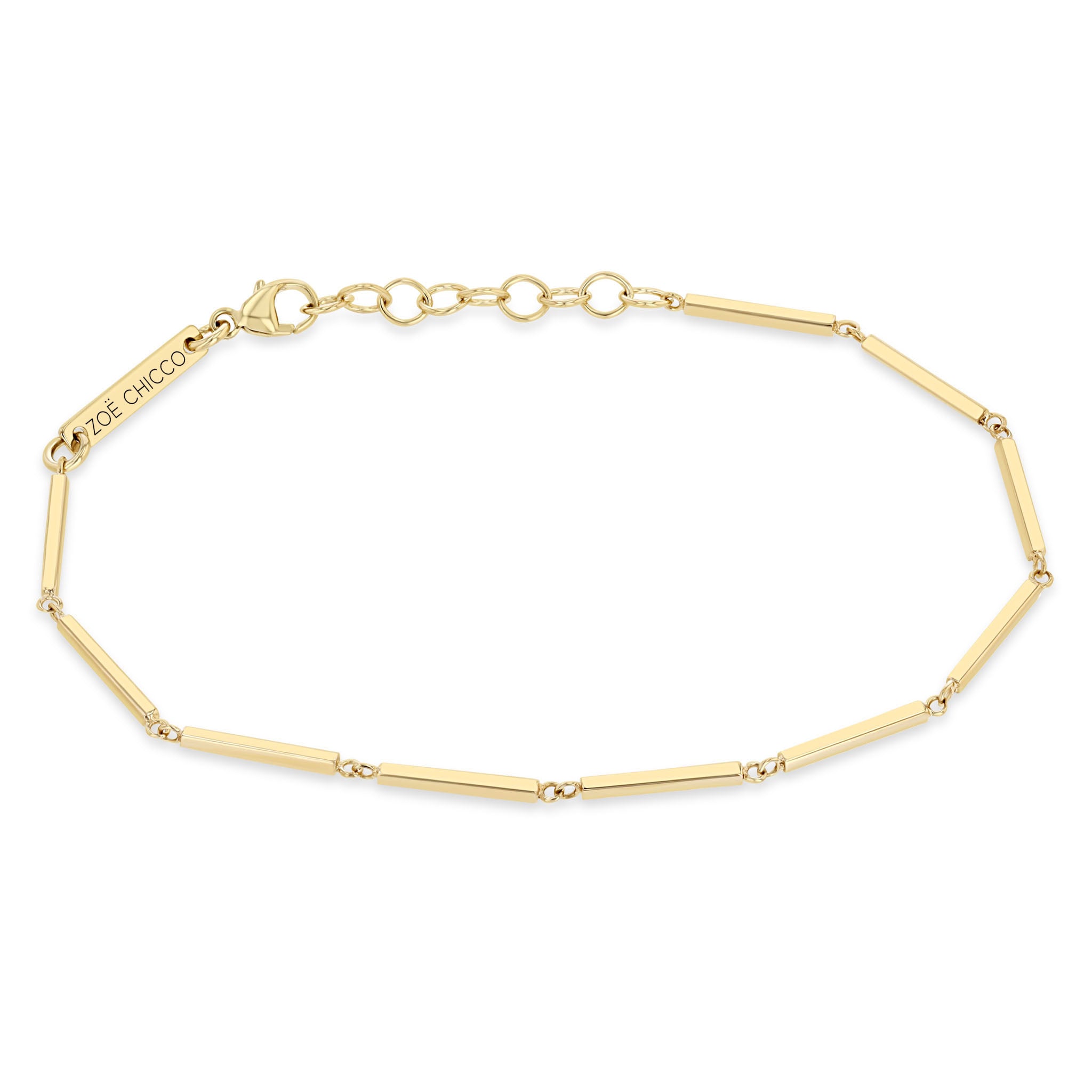 Zoë Chicco 14K Gold 5 Prong Diamond Small Puffed Mariner Chain Bracelet