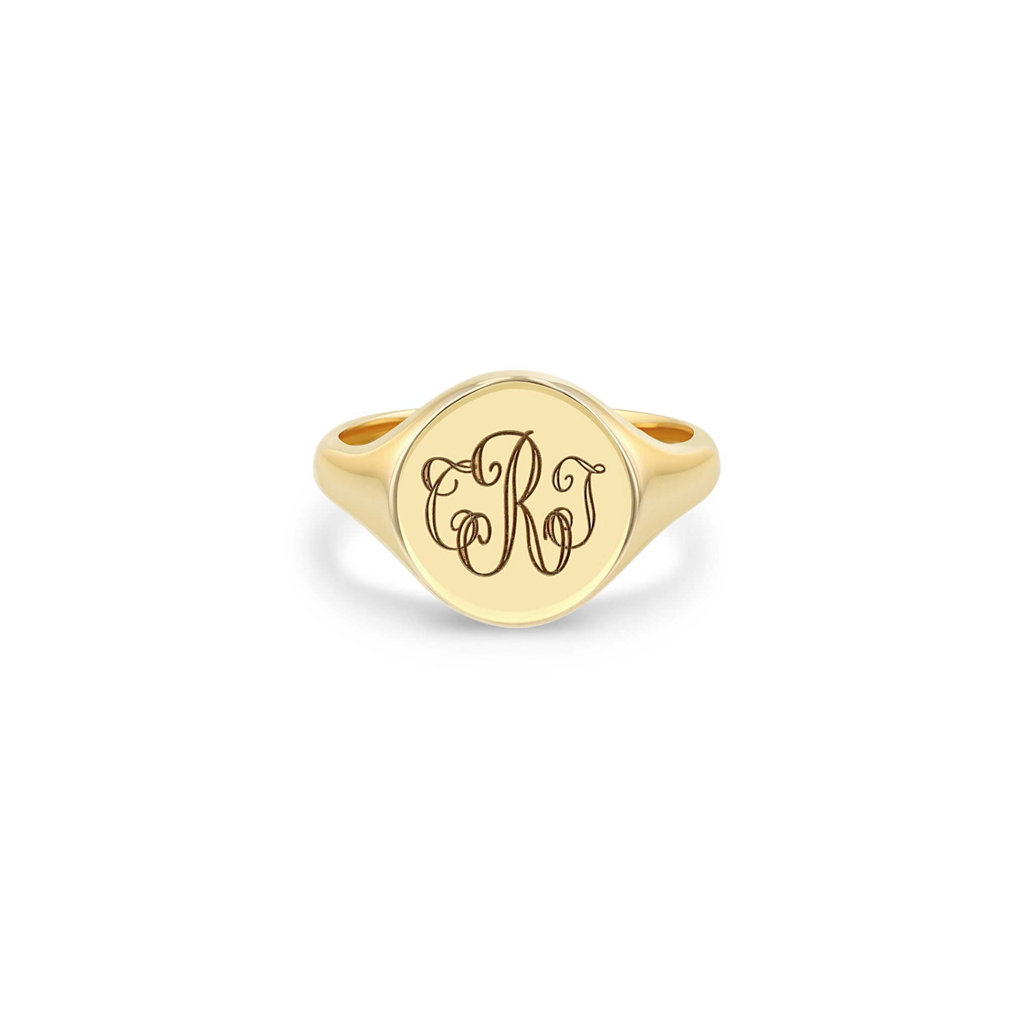 Zoë Chicco 14kt Gold Engraved Monogram Signet Ring