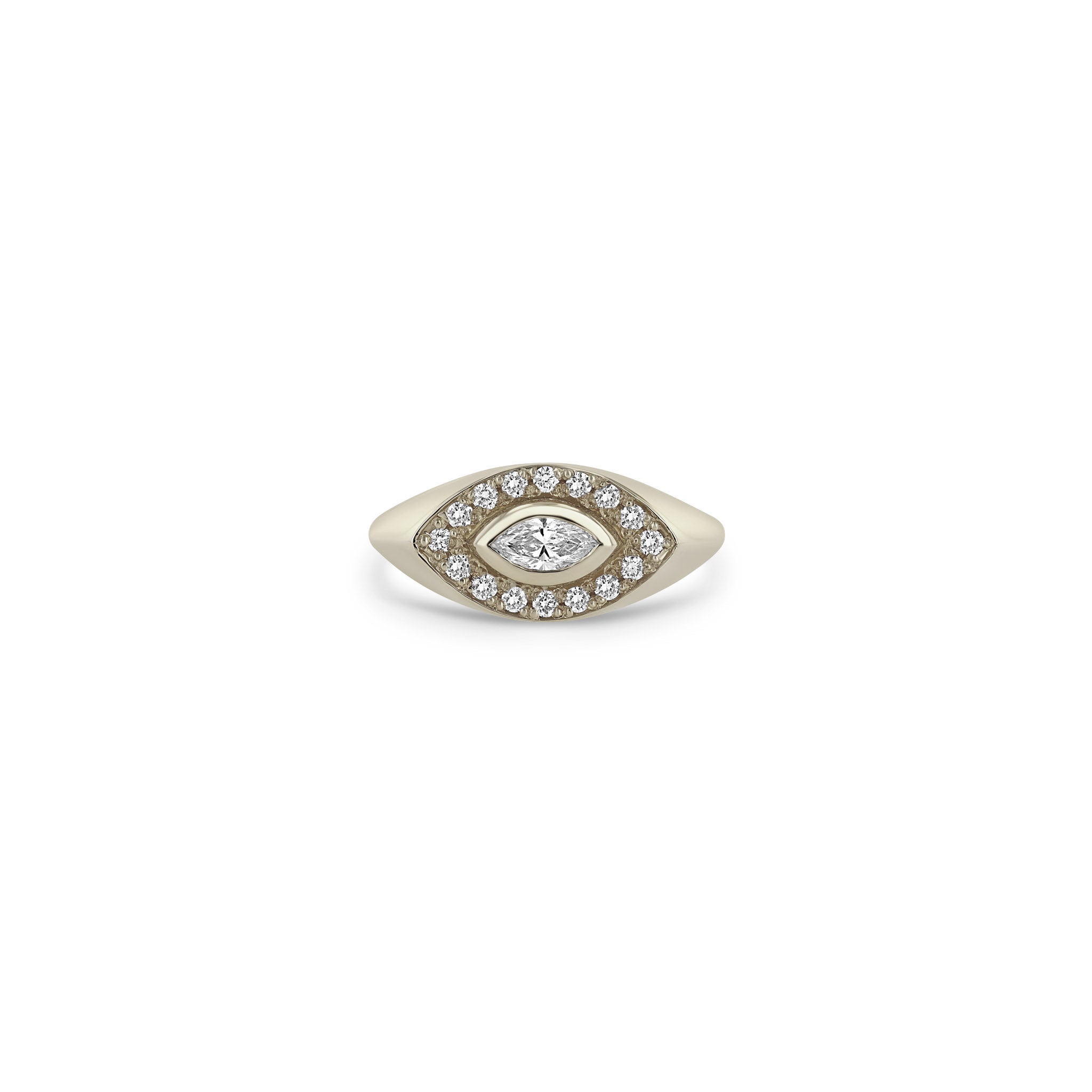 Zoë Chicco 14k Gold Marquise Diamond Halo Signet Ring