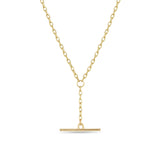 Zoë Chicco 14k Gold Small Square Oval Link Chain Faux Toggle Lariat Necklace