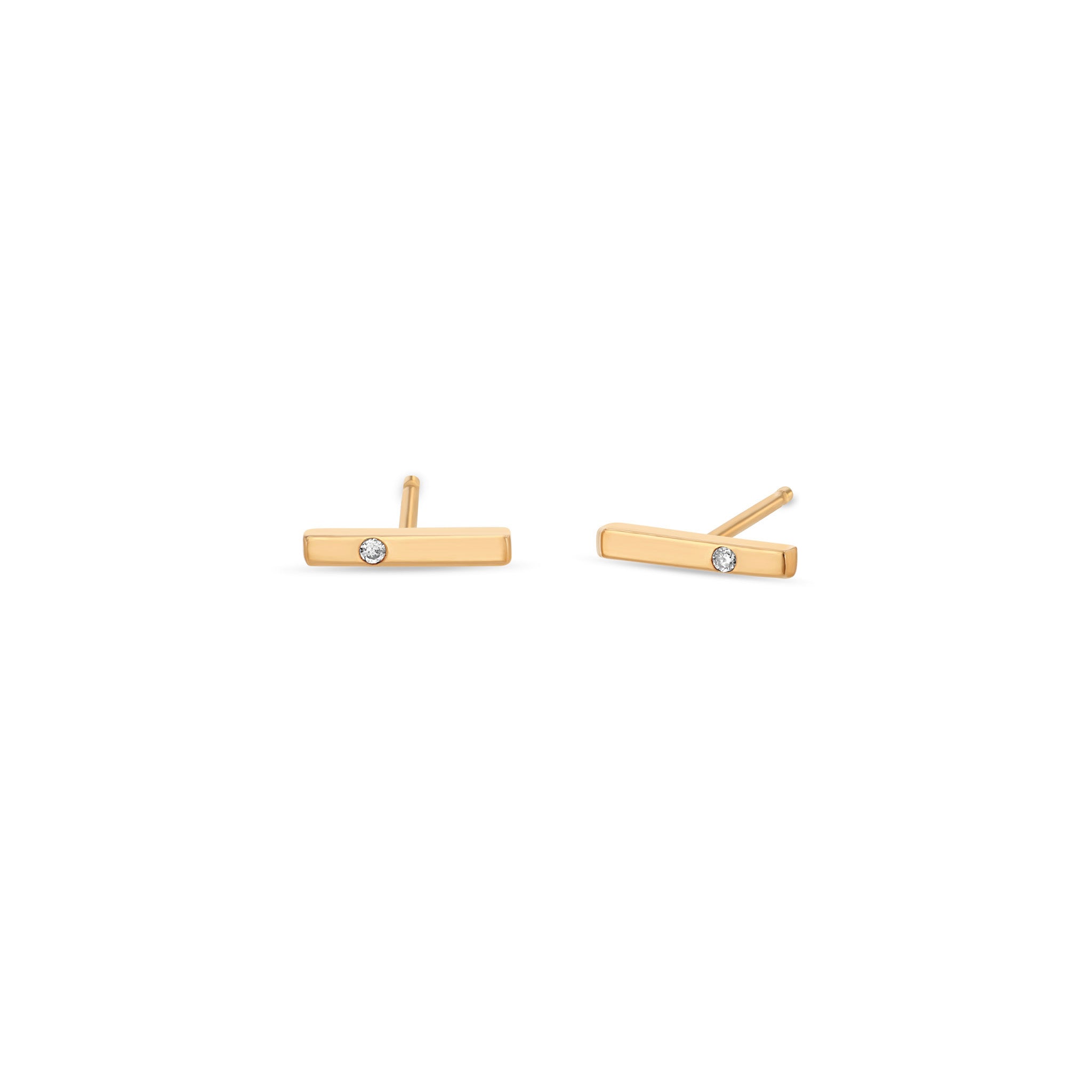 Zoe Chicco 14k Gold Single Diamond Thin Bar Stud Earrings