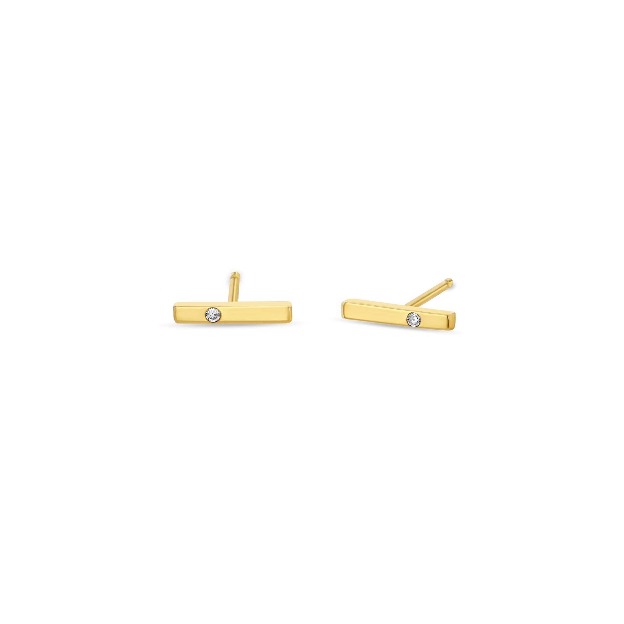 Zoe Chicco 14k Gold Single Diamond Thin Bar Stud Earrings