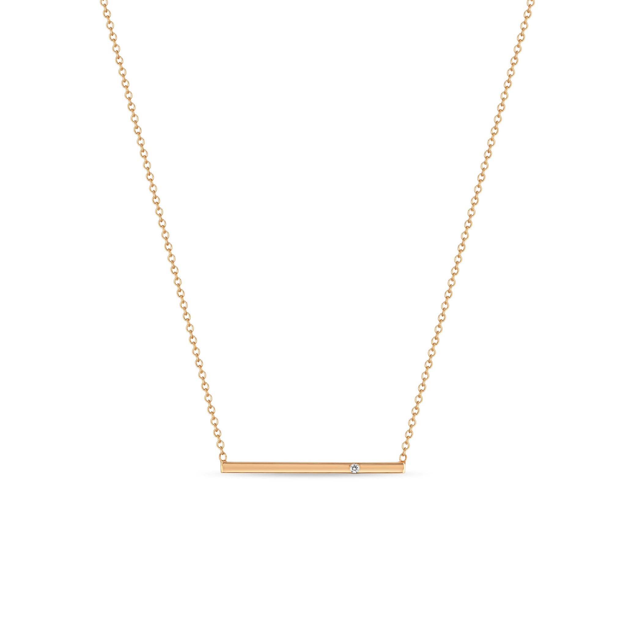 Zoë Chicco 14k Gold Flush Set Diamond Bar Necklace