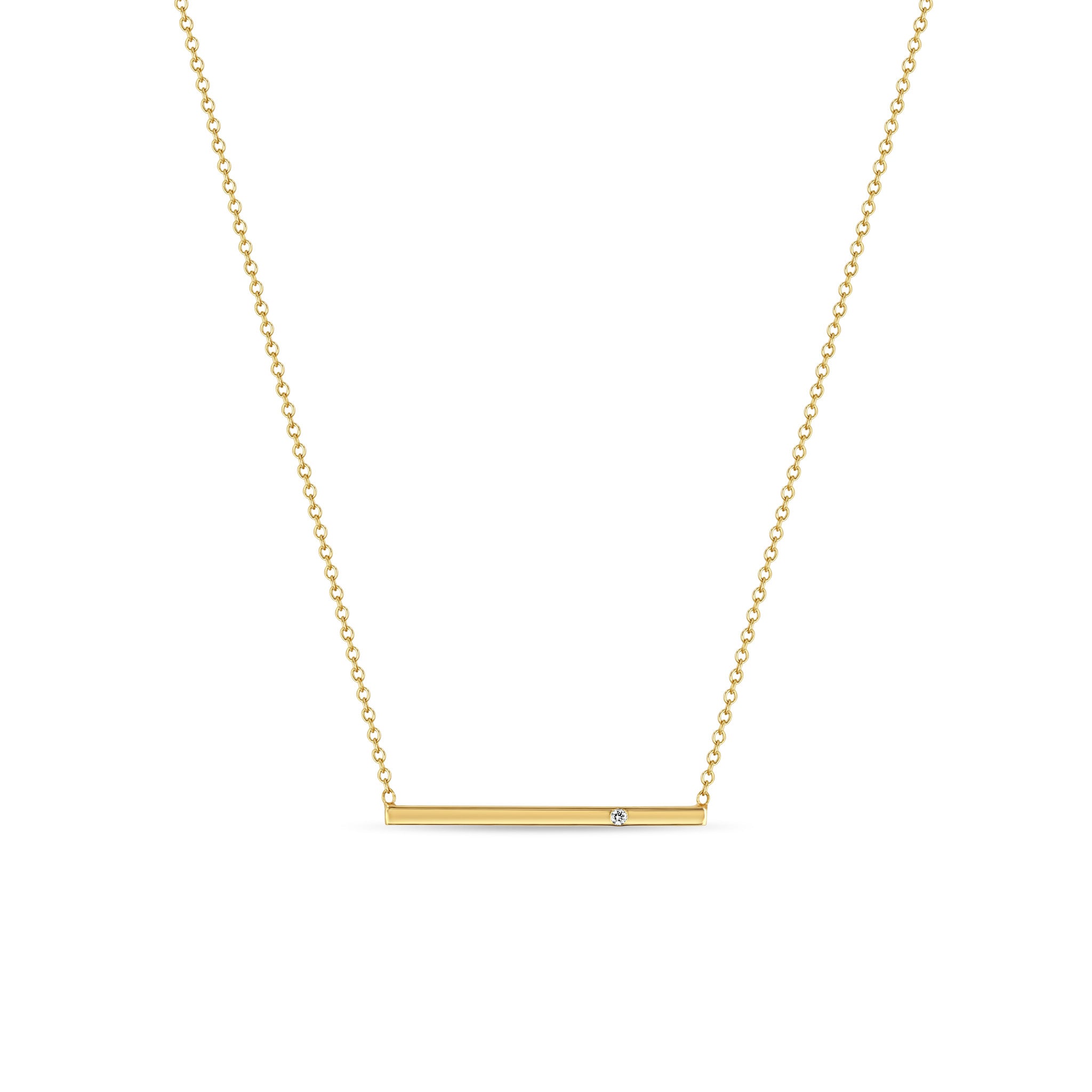 Zoë Chicco 14k Gold Flush Set Diamond Bar Necklace