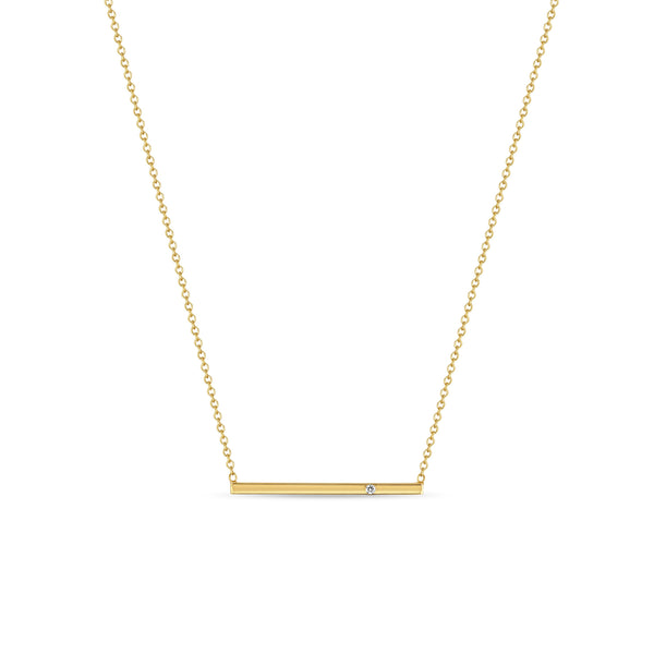 Zoë Chicco 14k Gold Flush Set Diamond Bar Necklace