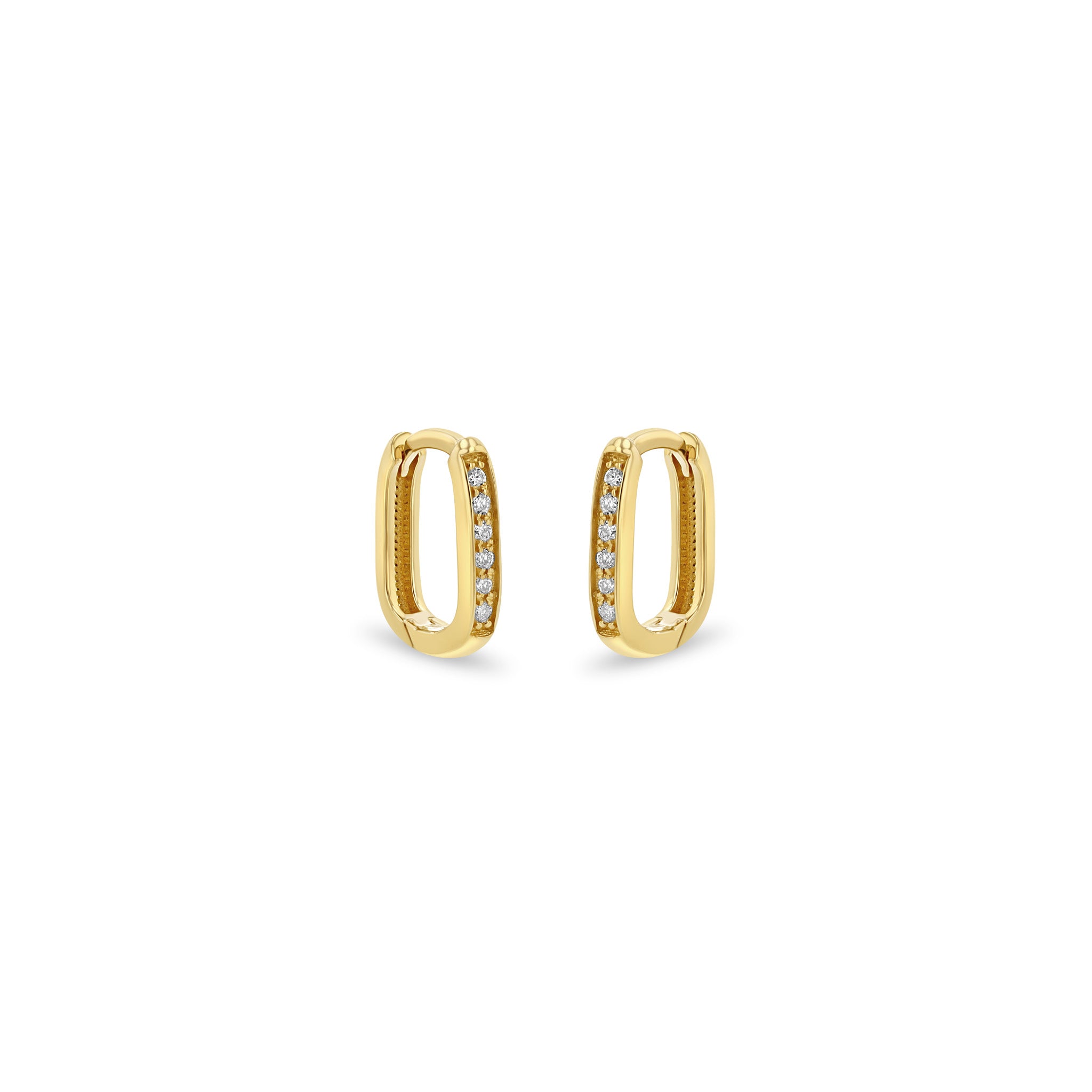 Zoë Chicco 14k Gold Pavé Diamond Thick Small Oval Hinge Huggie Hoops