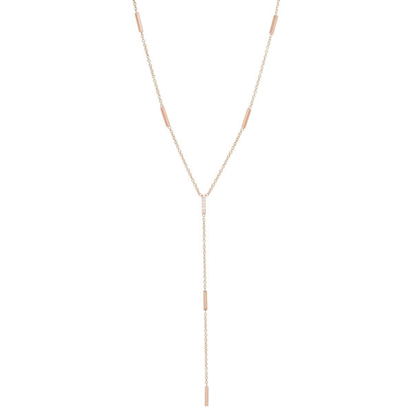 14k Pavé Diamond Tiny Bars Lariat Necklace