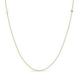 Zoë Chicco 14kt Gold Itty Bitty Off-Center Initial Letter & Floating Diamond Necklace