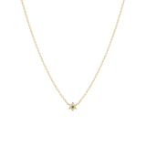 Zoë Chicco 14k Gold Prong Diamond & Emerald Tiny Flower Necklace