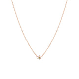 14k Prong Diamond & Emerald Center Tiny Flower Necklace