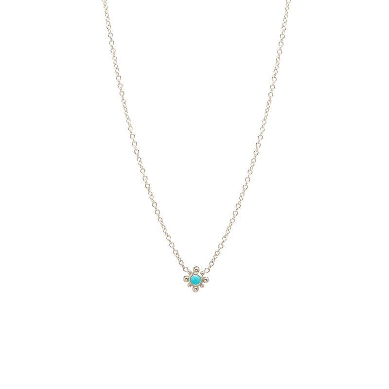 Zoë Chicco 14kt Gold Tiny Bead Turquoise Starburst Necklace