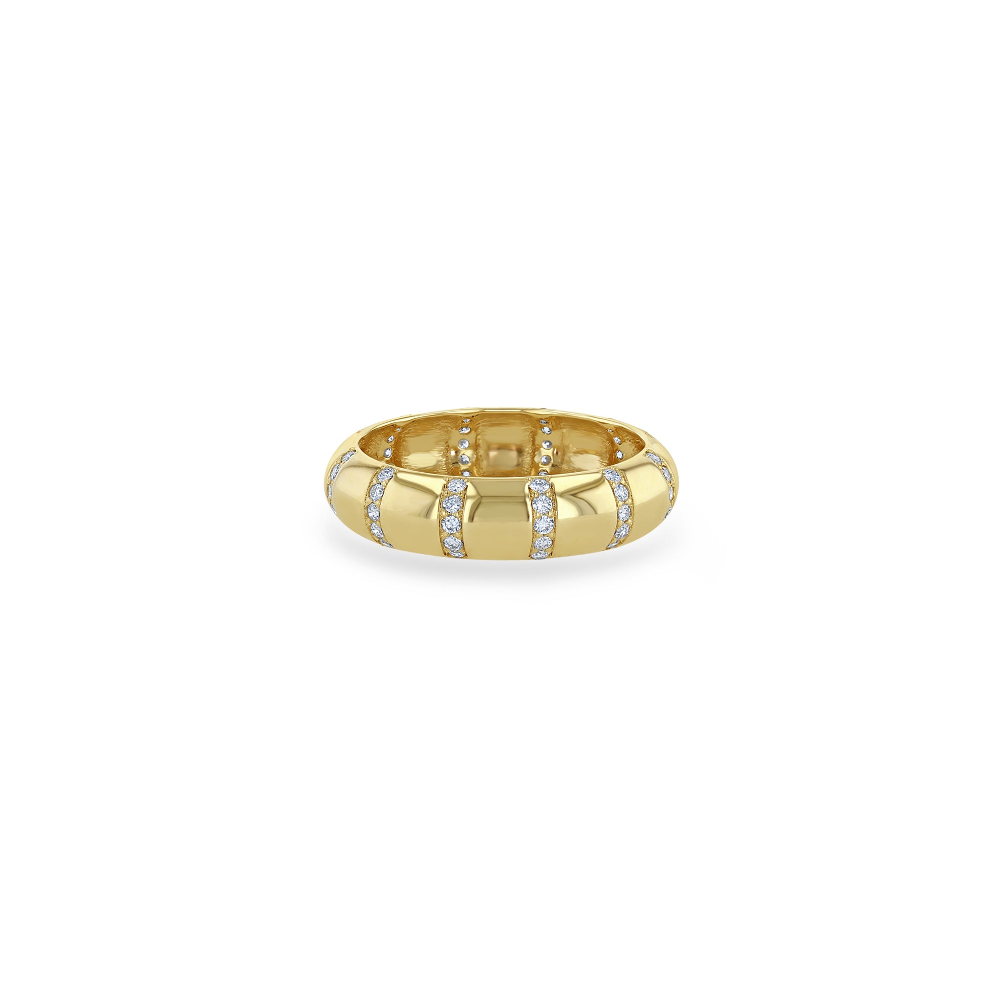 Zoë Chicco 14k Yellow Gold Pavé Diamond Banded Half Round Ring