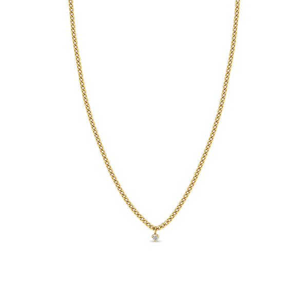 Zoë Chicco 14k Gold Prong Diamond Extra Small Curb Chain Necklace