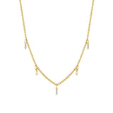Zoë Chicco 14k Gold 5 Dangling Baguette Diamond XS Curb Chain Necklace