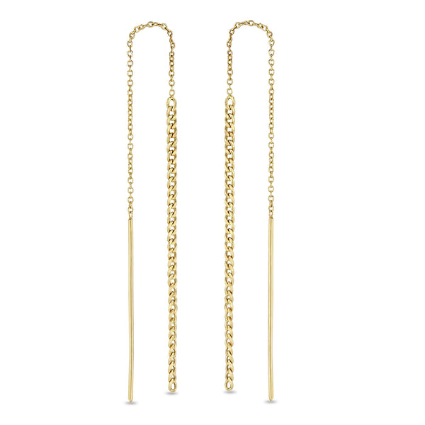 Zoë Chicco 14k Gold XS Curb Chain Drop Threader Earrings