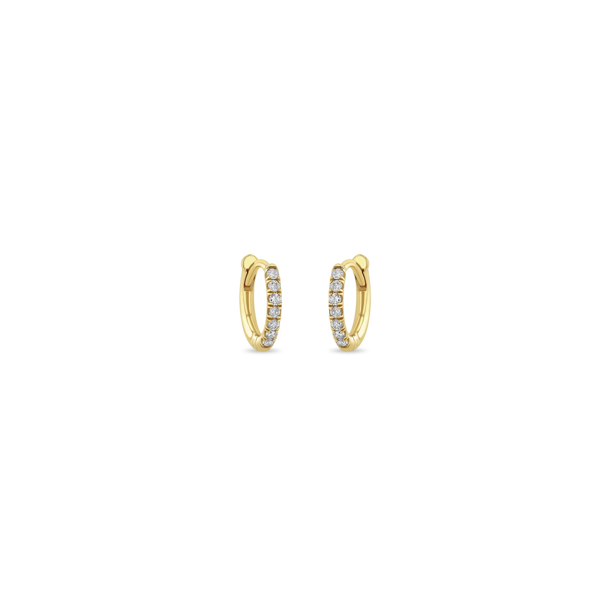 Zoë Chicco 14k Gold Pavé Diamond Extra Small Hinge Huggie Hoop Earrings