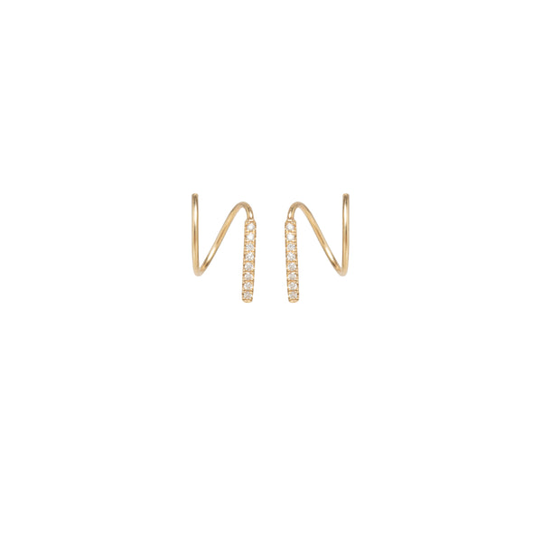 Zoë Chicco 14k Gold Pavé Diamond Bar Spiral Hoop Earrings