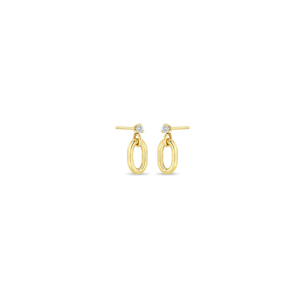 Zoë Chicco 14k Gold Prong Diamond with Single Extra Large Square Oval Link Earrings