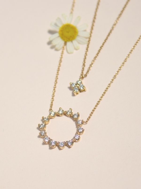 Diamond Quad Necklace and Diamond Circle Necklace are two of our most gifted items.
