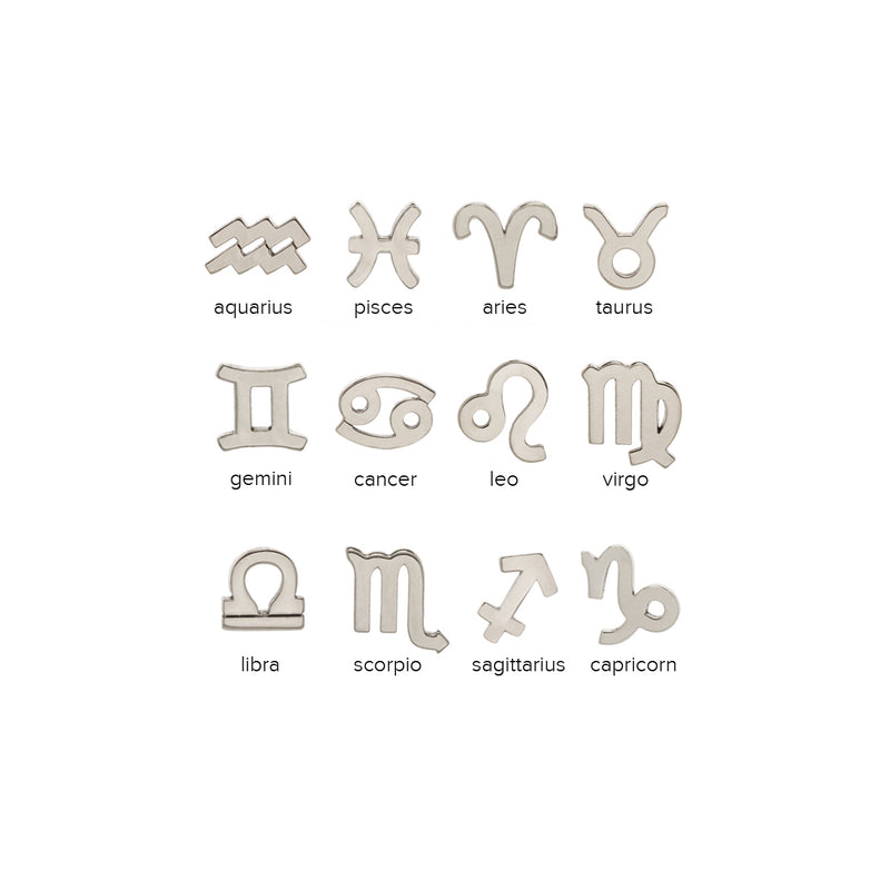 A chart of Zoë Chicco 12 zodiac symbols in 14k yellow gold