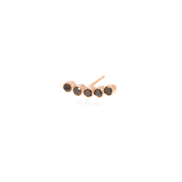 14k 5 Black Diamond Bezel Curved Bar Stud - SALE