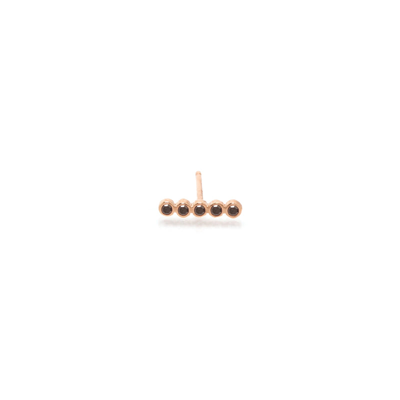 14k 5 Tiny Black Diamond Bezel Bar Stud - SALE